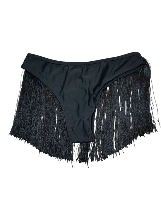 Unbranded Other - Black Fringe Bikini Bottom Size XS Cutout Cheeky Swimwear Festival Dance Sexy